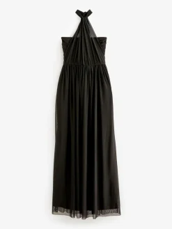 Discount Next Black Mesh Multiway Wedding Guest Bridesmaid Maxi Dress