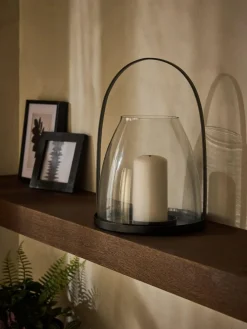 Next Black Metal Curved Handle Lantern Medium^ Candle Holders & Lanterns