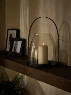 Next Black Metal Curved Handle Lantern Medium^ Candle Holders & Lanterns