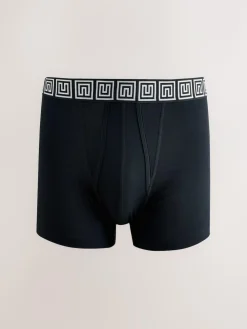 Next Black Metallic Pattern Waistbands 5 Pack A-Front Cotton Rich Boxers^ Underwear|Underwear