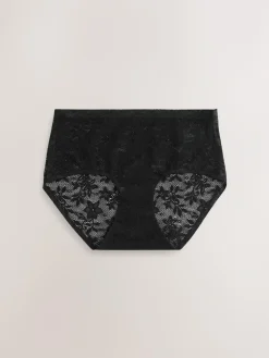 Next Midi All-Over Lace No VPL Knickers 3 Pack Black