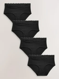 Next Midi Cotton Lace Knickers 4 Pack^Women Panties|All Lingerie