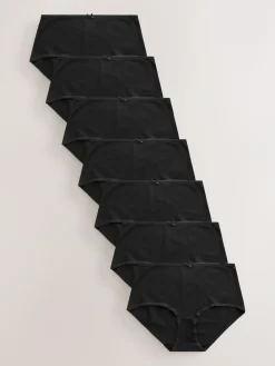 Online Next Midi Cotton Rich Knickers 7 Pack Black