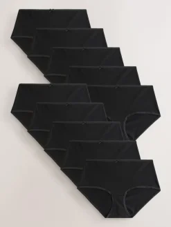 Next Black Midi Full Briefs Cotton Knickers 10 Pack^Women Panties|All Lingerie