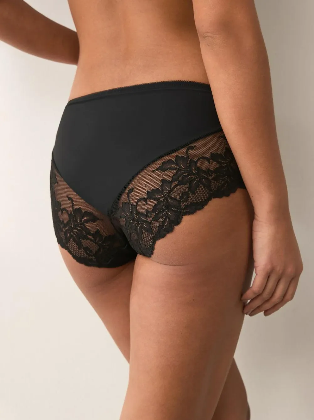 New Next Midi No VPL Lace Back Briefs 3 Pack Black