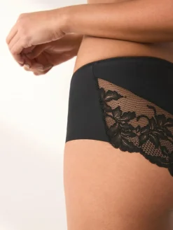 New Next Midi No VPL Lace Back Briefs 3 Pack Black