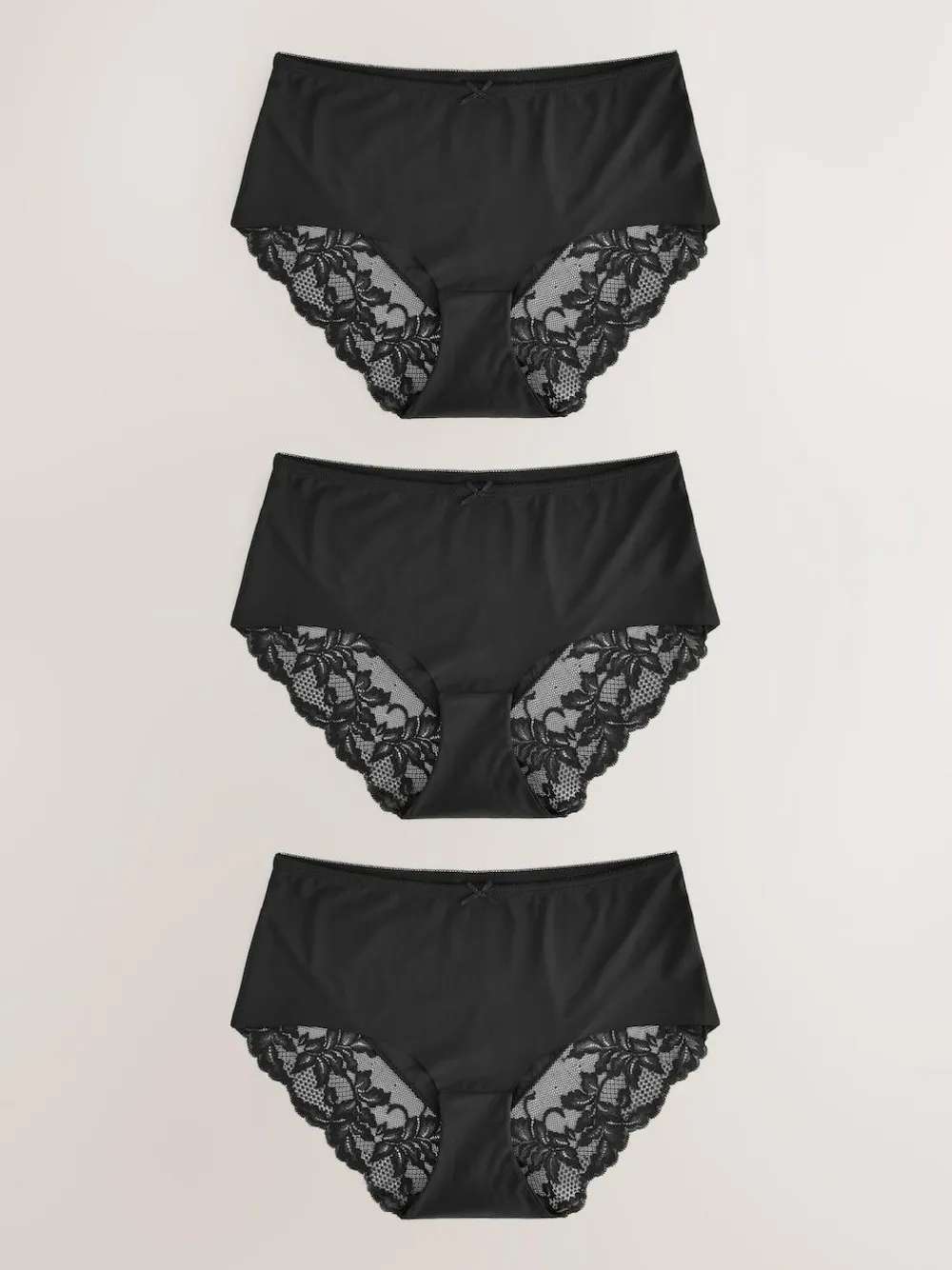 New Next Midi No VPL Lace Back Briefs 3 Pack Black