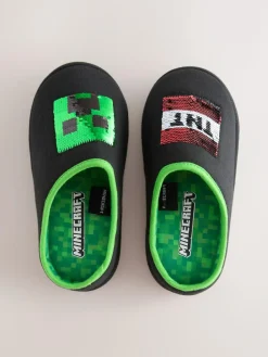 Next Black Minecraft Flippy Sequin Slipper Mules^BOY Nightwear