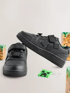 Outlet Next Black Minecraft School Touch Fastening Elastic Lace Shoes