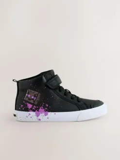 Clearance Next Black Minecraft Touch Fastening Elastic Lace Hi Top Trainers
