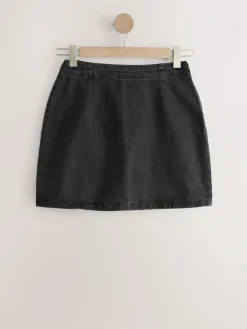 Next Black Mini Hourglass Denim Skirt^Women Skirts