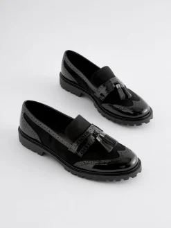 Next Standard/Wide Fit Tassel Detail Cleated Chunky Loafer Shoes^Women Wide Fit & Extra Wide Fit|Flats