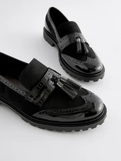 Next Standard/Wide Fit Tassel Detail Cleated Chunky Loafer Shoes^Women Wide Fit & Extra Wide Fit|Flats