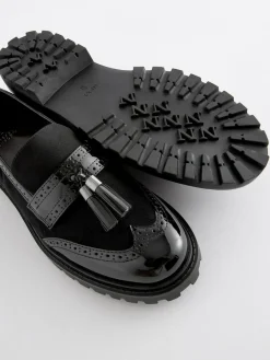 Next Standard/Wide Fit Tassel Detail Cleated Chunky Loafer Shoes^Women Wide Fit & Extra Wide Fit|Flats