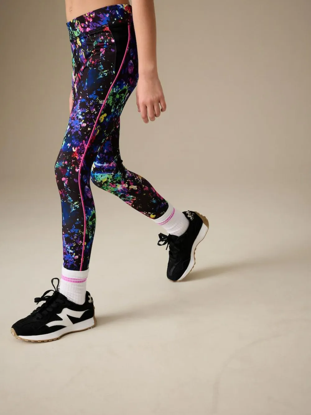 Sale Next Black Multi Splat Sport Leggings (3-16yrs)