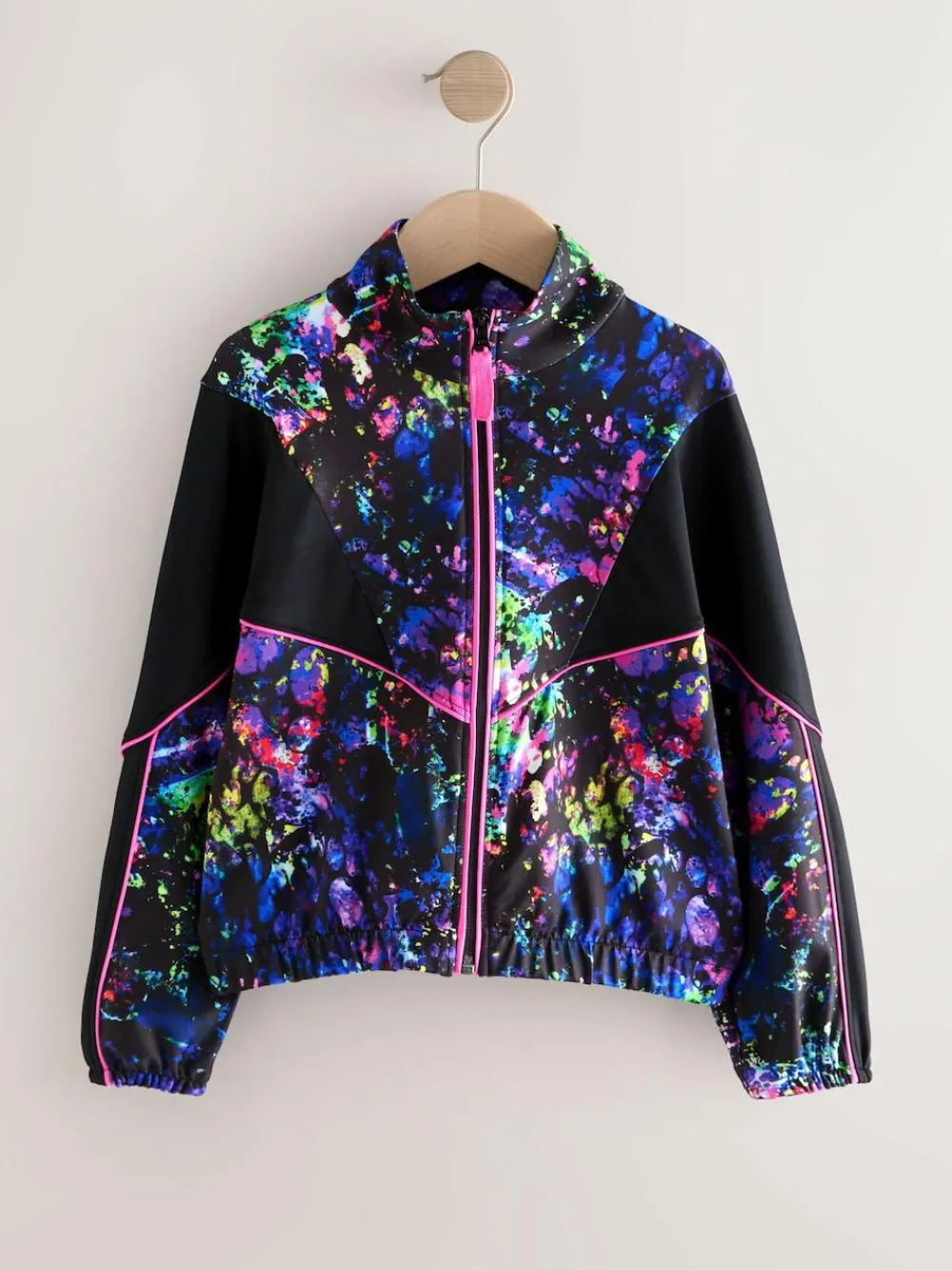 Hot Next Sports Zip Through Jacket (3-16yrs) Black Multi Splat