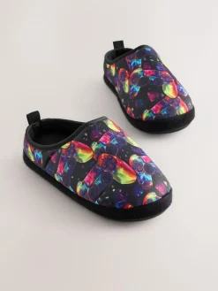 Next Black Multicoloured Gamer Warm Lined Slipper Mules^BOY Nightwear