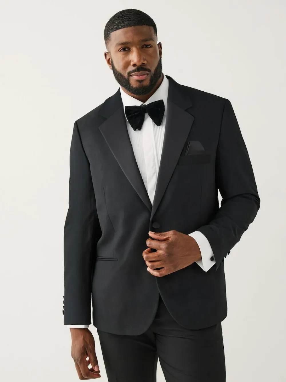 Next Black Muscle Fit Motionflex Stretch Tuxedo Suit Jacket^ Black Suits