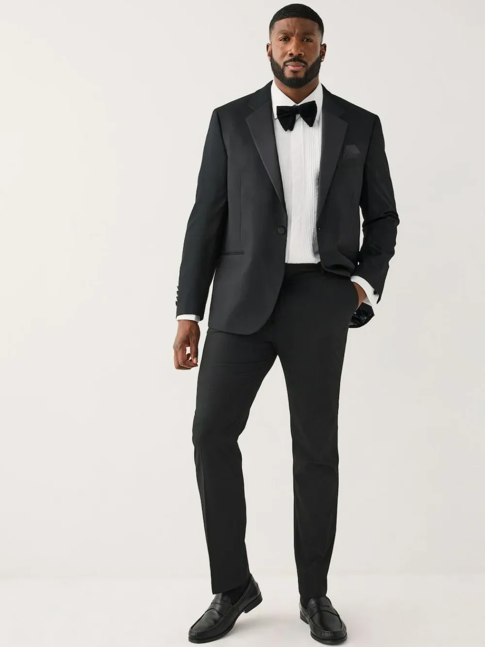 Next Black Muscle Fit Motionflex Stretch Tuxedo Suit Jacket^ Black Suits