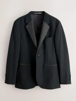 Next Black Muscle Fit Motionflex Stretch Tuxedo Suit Jacket^ Black Suits