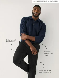 Sale Next Muscle Fit N.Premium Smart Cotton TENCEL™ Lyocell Blend Chinos With Comfort Waistband Black