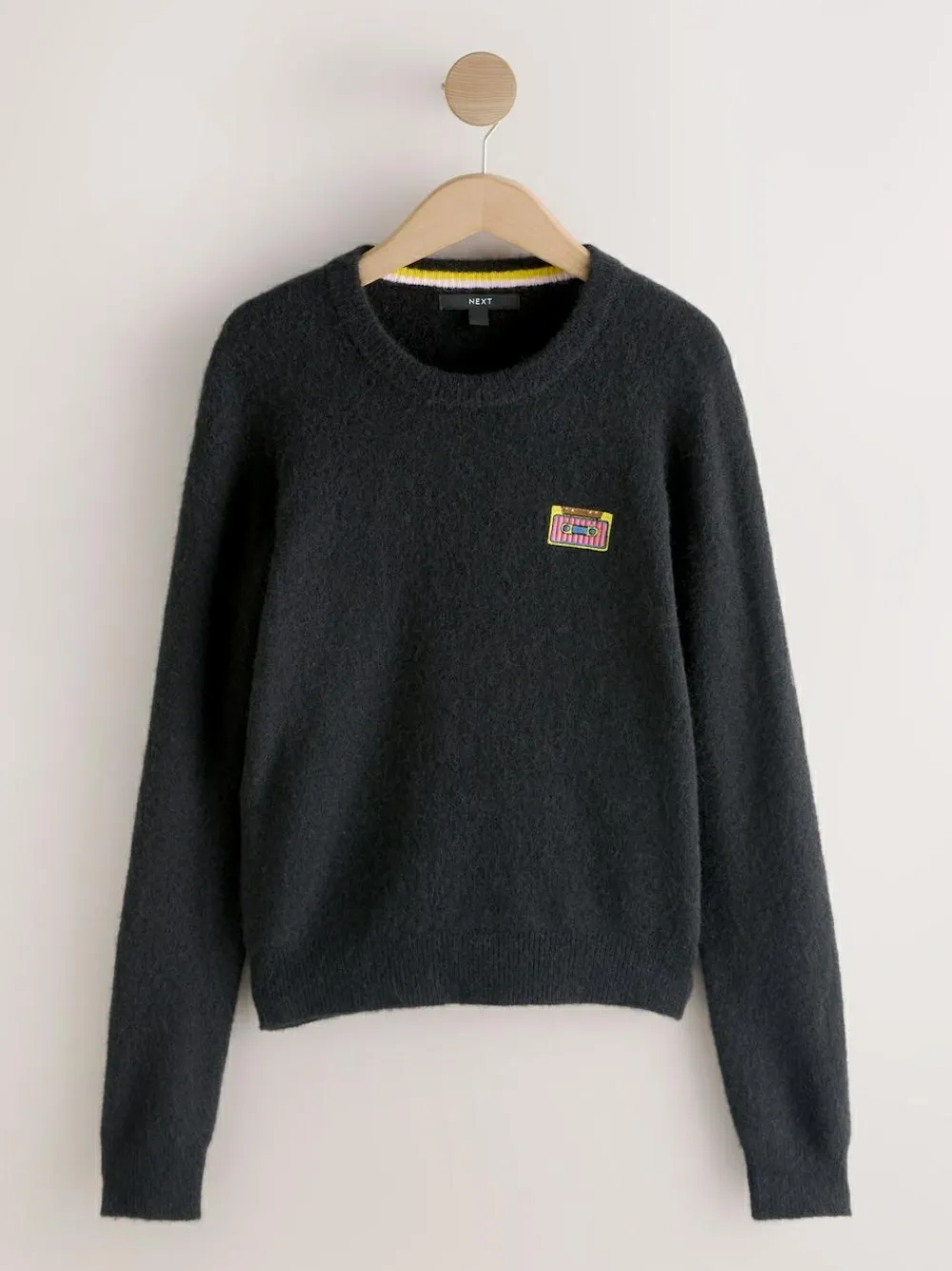Next Black Music Cassette Long Sleeve Crew Neck Jumper With Wool^Women Knitwear|Knitwear