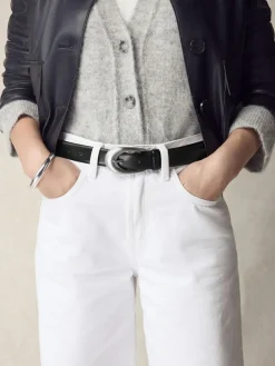 Discount Next Black N. Premium Made In Italy Curve Buckle Leather Belt