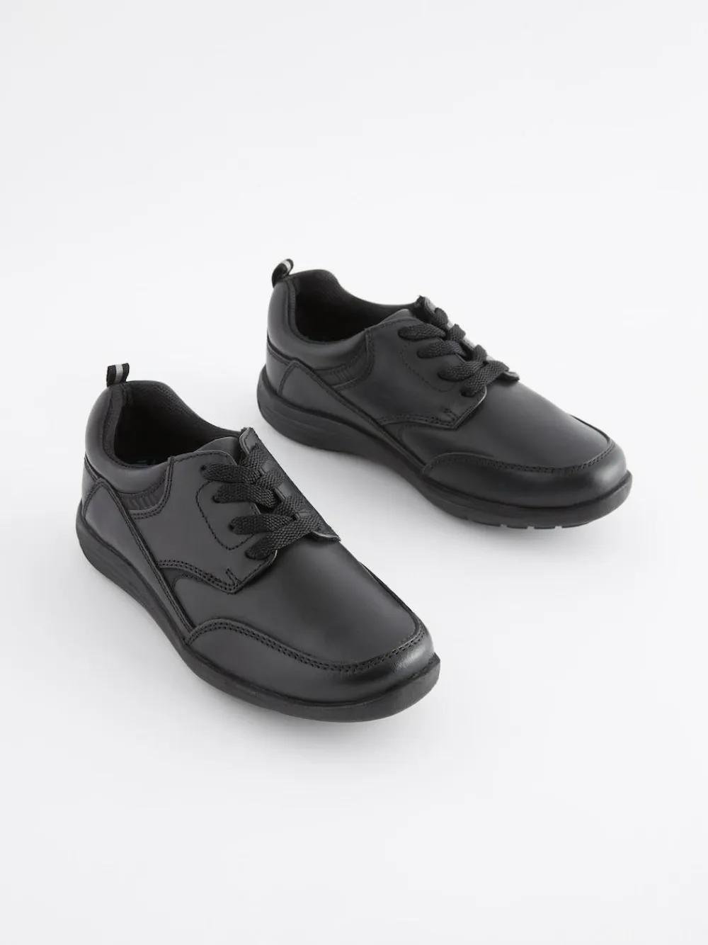 Next Black Narrow Fit (E) School Leather Lace-Up Shoes