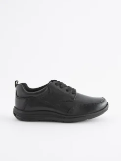 Next Black Narrow Fit (E) School Leather Lace-Up Shoes