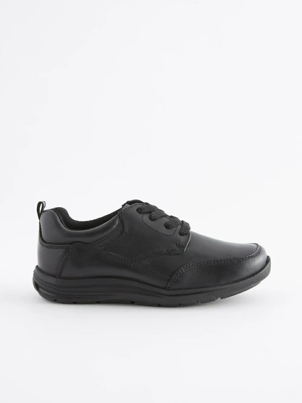 Next Black Narrow Fit (E) School Leather Lace-Up Shoes