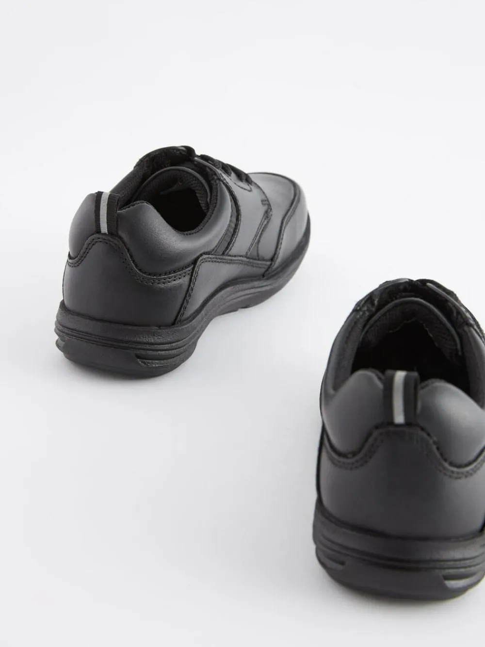 Next Black Narrow Fit (E) School Leather Lace-Up Shoes