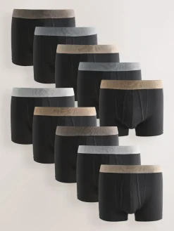 Hot Next Black Neutral Waistbands A-Front Boxers 10 Pack