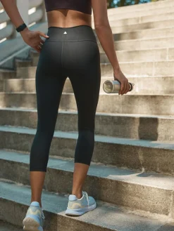 Discount Next Black Active Sports Tummy Control High Waisted Dry Tech Mid Length Sculpting Leggings