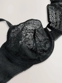 Online Next Non Pad Balcony Premium Lace Bra Black