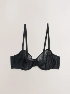 Online Next Non Pad Balcony Premium Lace Bra Black