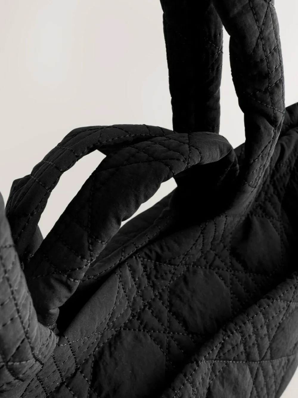 Online Next Nylon Quilted Shoulder Bag Black