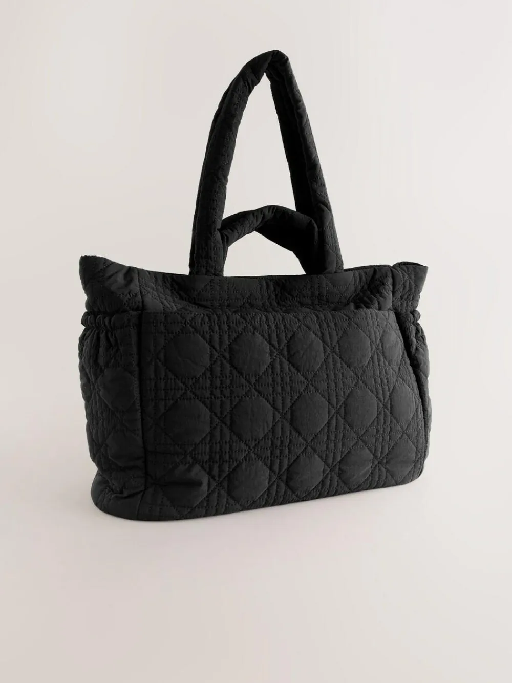 Online Next Nylon Quilted Shoulder Bag Black