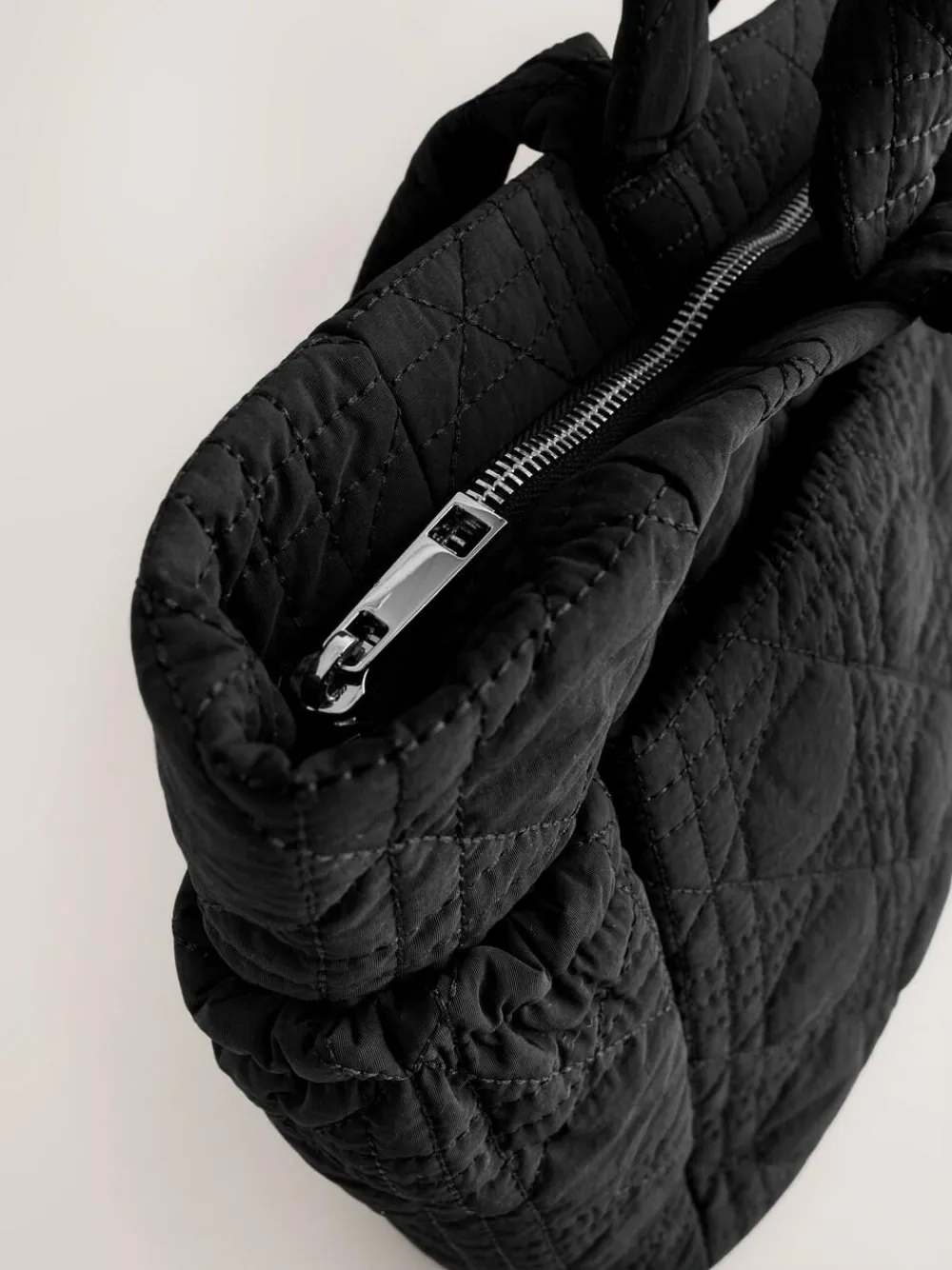 Online Next Nylon Quilted Shoulder Bag Black