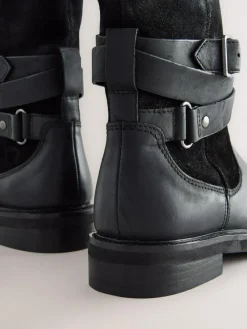 Next Forever Comfort® Borg Lined Buckle Trim Ankle Boots^Women Wide Fit & Extra Wide Fit|Boots & Wellies