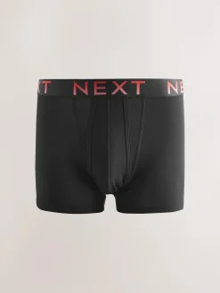 Next Black Ombre Waistband 5 Pack A-Front Cotton Rich Boxers^ Underwear|Underwear