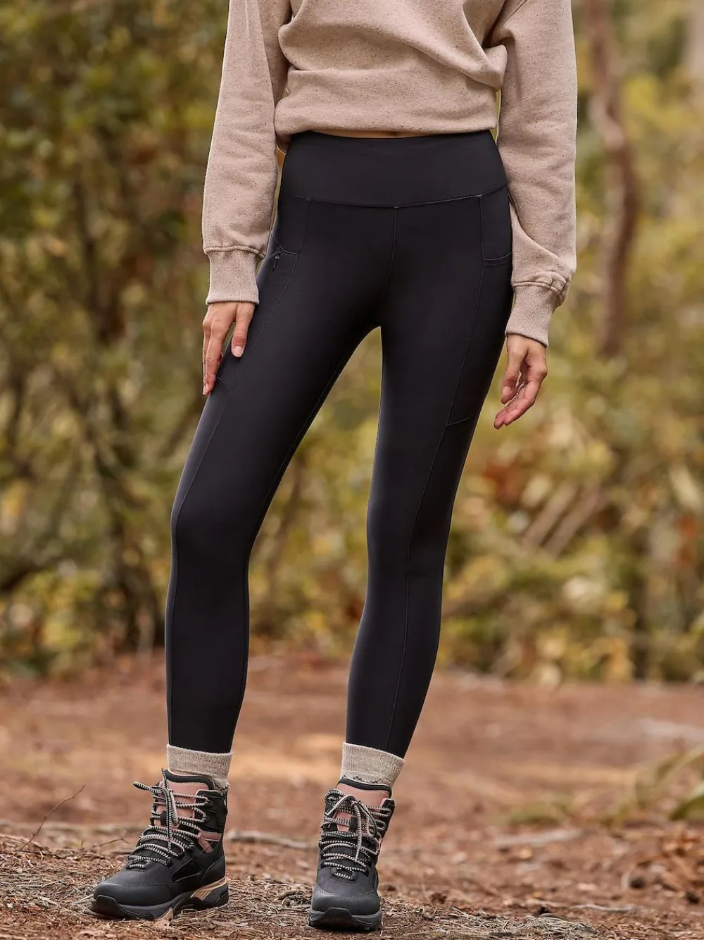 New Next Outdoor Fleece Lined Warm Handle Leggings Black