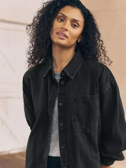 Next Black Oversize Denim Shirt^Women Tops & T-Shirts|Blouses & Shirts