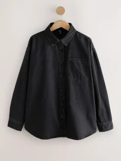 Next Black Oversize Denim Shirt^Women Tops & T-Shirts|Blouses & Shirts
