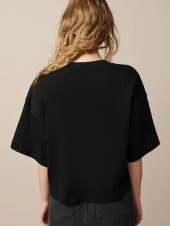 Next Black Oversized Relaxed Fit Boxy Heavyweight Crew Neck T-Shirt^Women Tops & T-Shirts