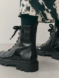 Best Next Black Patent Extra Wide Fit Forever Comfort® Lace-Up Boots