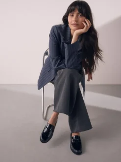 Hot Next Forever Comfort® Bow Detail Ruched Toe Loafers Black Patent