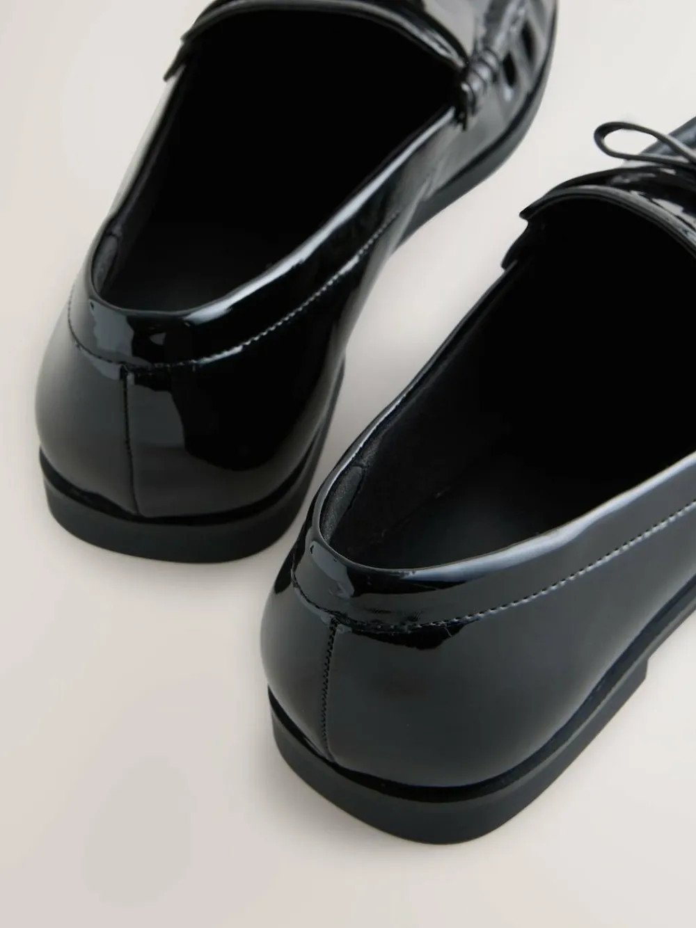 Hot Next Forever Comfort® Bow Detail Ruched Toe Loafers Black Patent