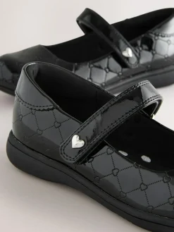 Clearance Next Black Patent Heart Embossed School Mary Jane Shoes