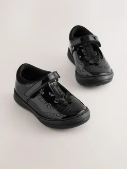 Sale Next Black Patent Leather Butterfly T-Bar School Shoes