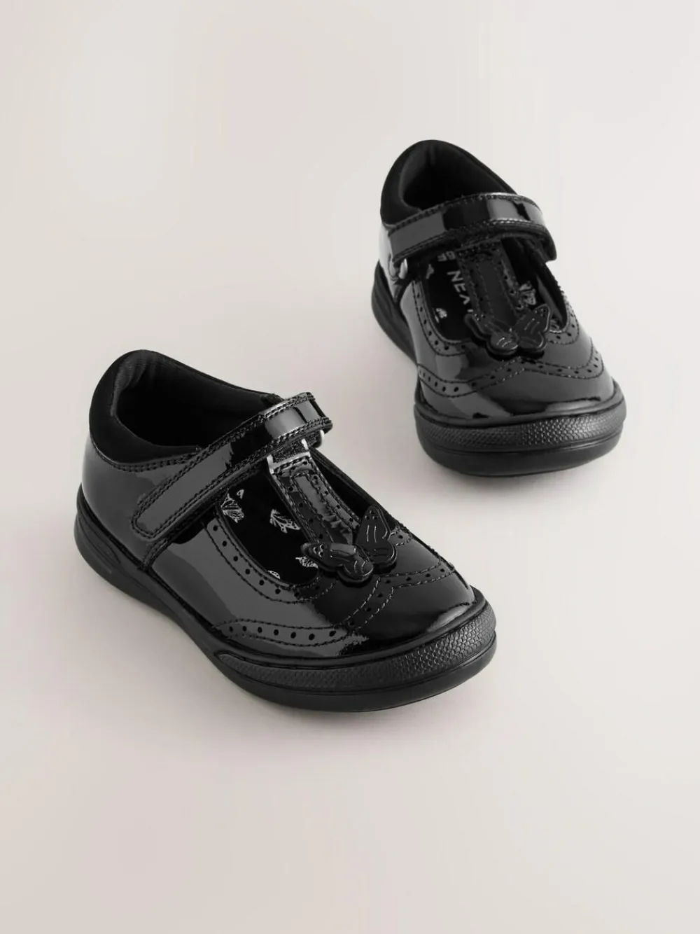 Sale Next Black Patent Leather Butterfly T-Bar School Shoes